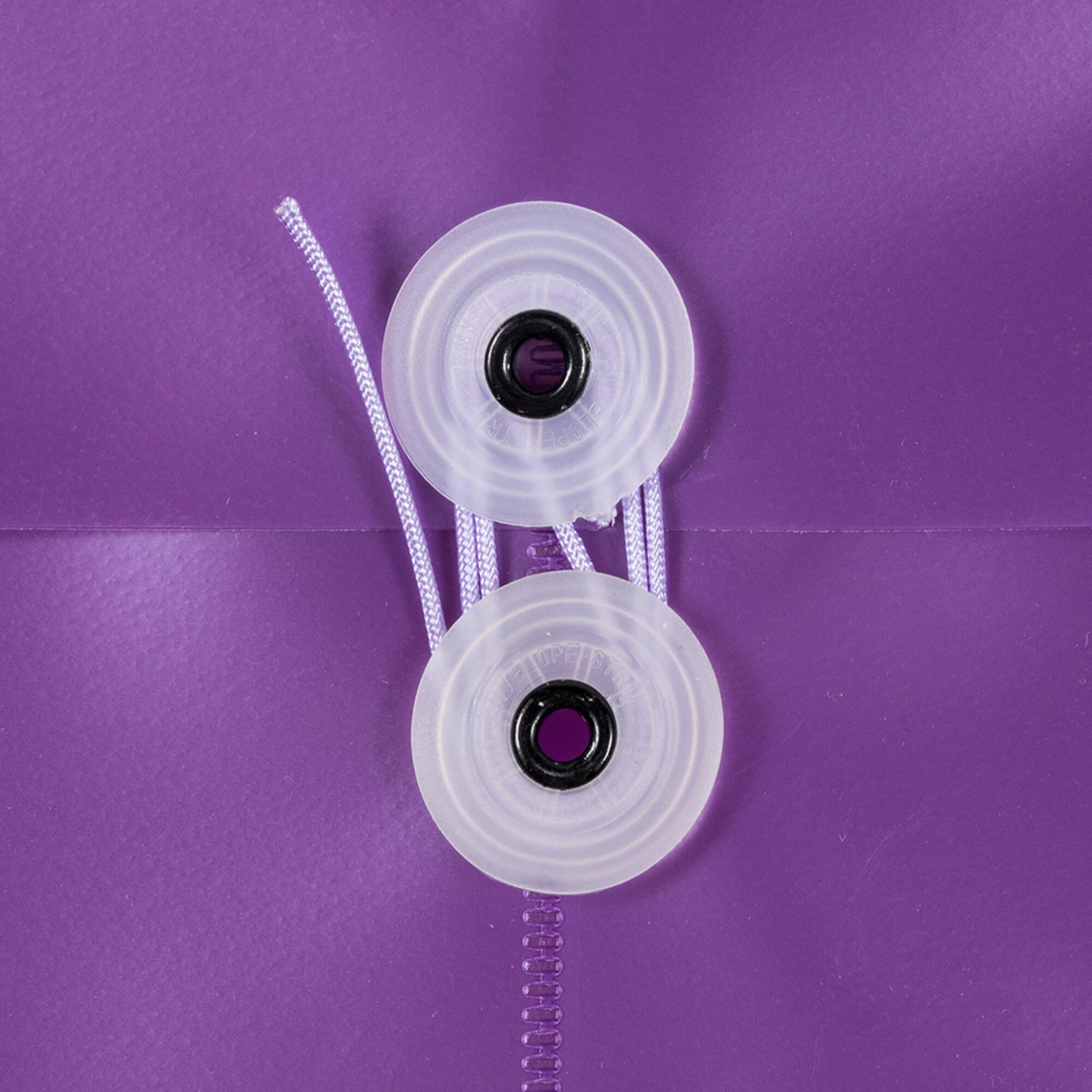 JAM Paper Purple Pearl Plastic Button & String Closure 9.75" x 11.75" Envelopes, 12ct.